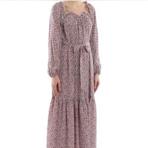 Tory Burch Pink Floral Long Sleeve Dress